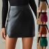 High Waist Irregular Pu Leather Short Skirt NSJM80155