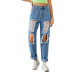 women s high-waist ripped straight jeans nihaostyles clothing wholesale NSJM80160