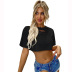 Women s Loose Round Neck Hollow cropped T-shirt nihaostyles clothing wholesale NSJM80169