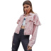 women s single-breasted lapel pink denim jacket nihaostyles clothing wholesale NSJM80173