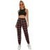 women s plaid slim high-waisted pants nihaostyles clothing wholesale NSJM80174