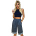 women s ripped stitching shorts nihaostyles clothing wholesale NSJM80183