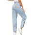 women s high-waisted denim straight trousers nihaostyles clothing wholesale NSJM80193