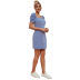women s square collar waist button short-sleeved denim dress nihaostyles clothing wholesale NSJM80194