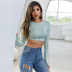Halter Back Strappy Round Neck Long-Sleeved T-Shirt NSYSQ80197
