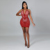 women s V-neck Rhinestone Halter Dress nihaostyles clothing wholesale NSCYF80205