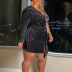 Flannel Sequin Twill Plus Size Dress NSCYF80211
