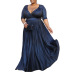 women s V-neck pleated plus size dress nihaostyles clothing wholesale NSCYF80214