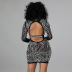 Long Sleeve Backless Beaded Diamond Slim Dress NSCYF80216