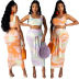 women s tie-dye printing vest skirt suit nihaostyles clothing wholesale NSMFF80219