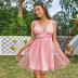 women s sleeveless V-neck mesh dress nihaostyles clothing wholesale NSWX80222