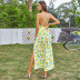 women s floral high slit halter dress nihaostyles clothing wholesale NSWX80223