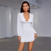 women s solid color lapel lantern sleeve dress nihaostyles clothing wholesale NSWX80235