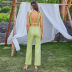 women s lace-up short vest wide-leg straight-leg pants suit nihaostyles clothing wholesale NSWX80242