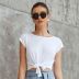 women s Knotted Pure Color Crew Neck Short Sleeve T-Shirt nihaostyles clothing wholesale NSJM80247