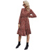 women s long-sleeved round neck waist slim printed dress nihaostyles clothing wholesale NSJM80248