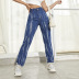 jeans rectos de cintura alta teñidos anudados para mujer nihaostyles ropa al por mayor NSJM80252