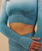 Pantalones de yoga superiores de secado rápido de manga larga de color degradado para mujer conjunto de ropa nihaostyles al por mayor NSXER80284