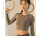 women s long-sleeved hollow jacquard seamless yoga tops nihaostyles clothing wholesale NSXER80287