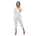 sequin long-sleeved v neck shirt Slim pants 2-piece set NSCYF80289