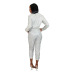 sequin long-sleeved v neck shirt Slim pants 2-piece set NSCYF80289