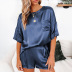 women s solid color chiffon short-sleeved shorts two-piece pajamas set nihaostyles clothing wholesale NSMDS76985