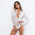 women s lace stitching long-sleeved one-piece lingerie nihaostyles clothing wholesale NSRBL76991