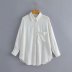  cotton and linen long-sleeved single-breasted mid-length shirt two-color nihaostyles clothing wholesale NSXPF77082