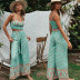 women s Bohemian Retro Printed camisole High Waist Loose Wide Leg Pants Suit nihaostyles clothing wholesale NSXPF77119