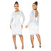round neck long sleeve rhinestone dress nihaostyles clothing wholesale NSCYF80341