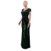Short Sleeve Deep V Sequin Slim Dress NSCYF80347