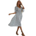 floral print v-neck half sleeve dress nihaostyles clothing wholesale NSJM80365