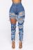 big hole torn style stretch jeans nihaostyles clothing wholesale NSTH80379