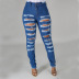 frayed hole stretch jeans nihaostyles clothing wholesale NSTH80380