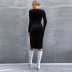 Slim Square Neck Long Sleeve Velvet Slit Dress NSYSQ80394