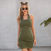 pleated hanging neck knitted dress nihaostyles clothing wholesale NSYSQ80399