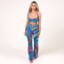 printed halterneck lace-up vest high-waist bell-bottoms set nihaostyles clothing wholesale NSJYF80403