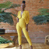 solid color V-neck tether straps pleated long-sleeved tight jumpsuit nihaostyles clothing wholesale NSMX80428