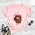 bullet big lips print casual short-sleeved T-shirt nihaostyles wholesale clothing NSYAY80698