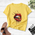bullet big lips print casual short-sleeved T-shirt nihaostyles wholesale clothing NSYAY80698