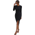 autumn and wimter Women s Round Neck Slim Dress nihaostyles wholesale clothing NSJM80435