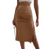 Half-Length Slitted Drawstring Package Hip Skirt NSJM80441