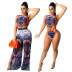women s one-piece top with slit wide-leg pants two-piece set nihaostyles wholesale clothing NSCYF80451