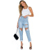 High Waist Casual Ripped Jeans NSWL80484