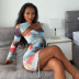women s printed chest-wrapped package hip short dress nihaostyles wholesale clothing NSJYF80515