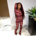women s round neck top and flared striped pants jumpsuit nihaostyles wholesale clothing NSJYF80516