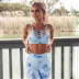 women s sling print short vest and leggings two-piece yoga suit nihaostyles wholesale clothing NSJYF80517