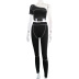Oblique Shoulder Sports Vest & Hip-Lifting Leggings 2 Piece Yoga Suit NSJYF80520