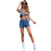 spring and summer women s high-waist denim hole straight shorts nihaostyles wholesale clothing NSJM80531