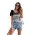 women s leopard print stitching mid-length T-shirt nihaostyles wholesale clothing NSJM80535